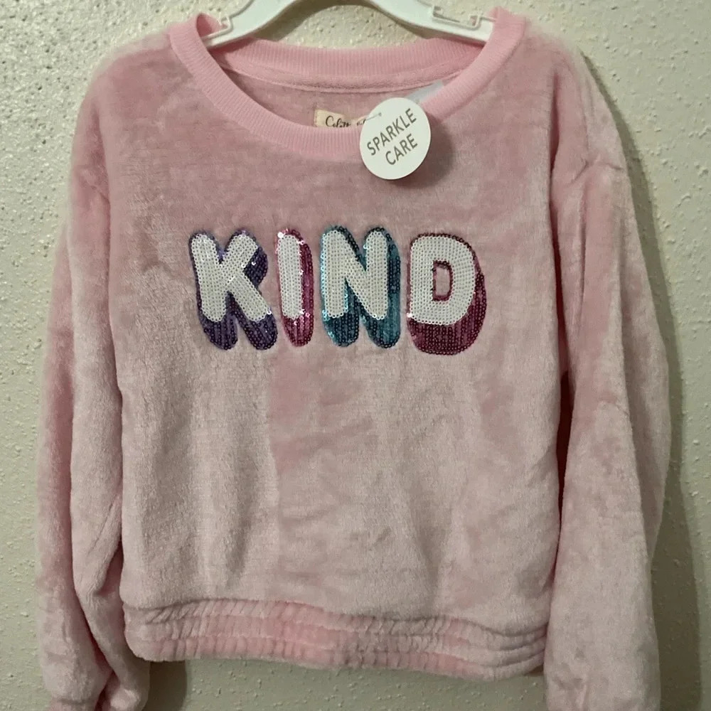 Colette Lilly Girls Pink Sequined Long Sleeve Top Size 6X NWOT